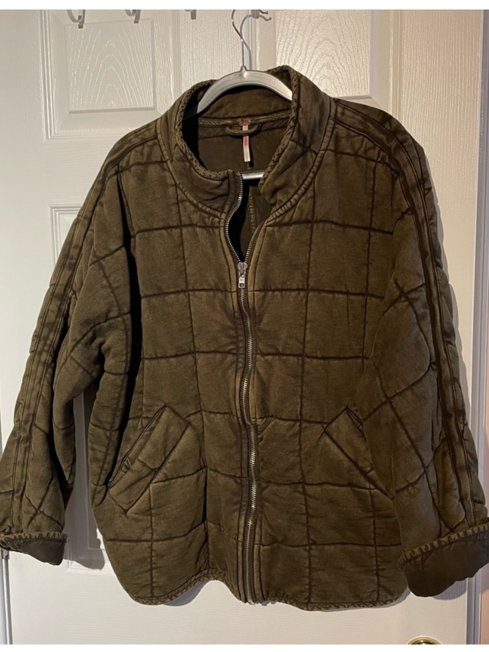 Free People Quilted Dolman Jacket Dusty Military Size L